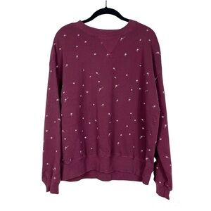 Lou & Grey Loft Burgundy Embroidered Shooting Star Terry Sweatshirt Top 
Size S